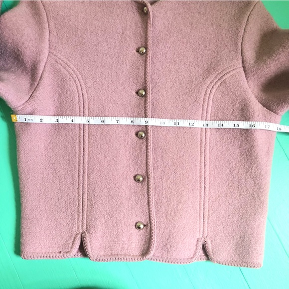 Vintage Lavender 100% Wool Cardigan Sweater Cropped 50s Jacket Silver Buttons - Picture 16 of 16